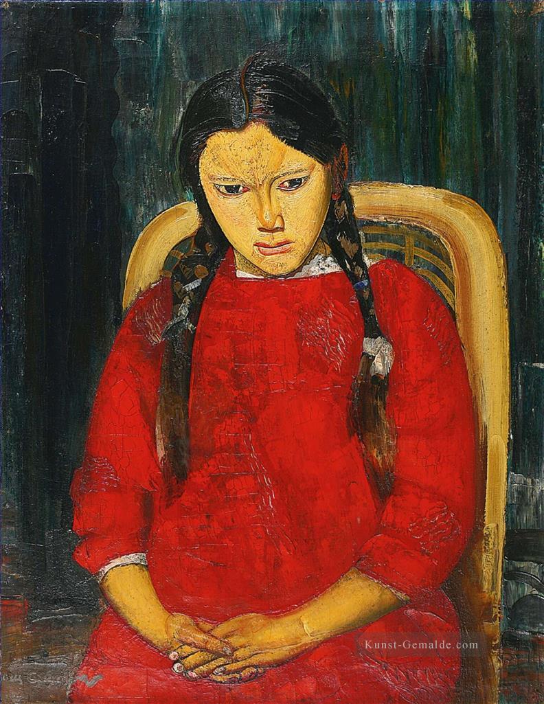 GIRL IN RED Boris Dmitrijewitsch Grigorjew Ölgemälde